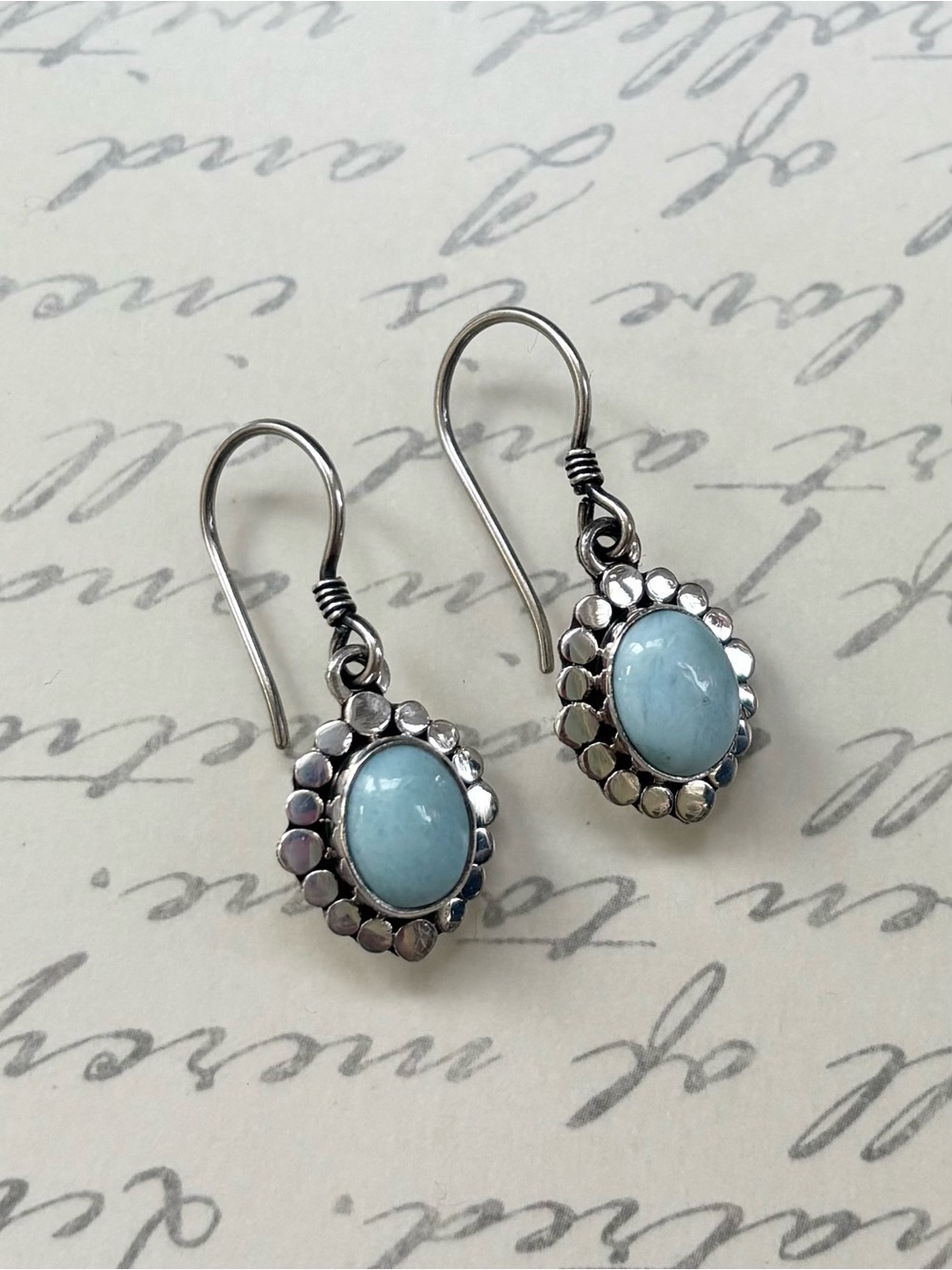 Sterling Silver Blue Larimar Drop Earrings